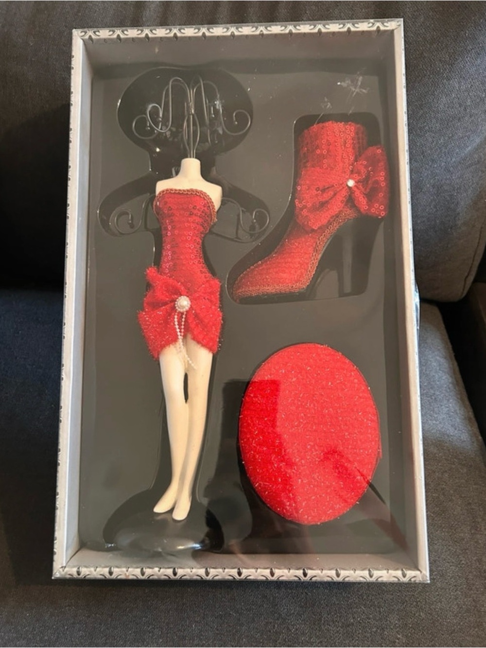 Red Sequin Jewelry Stand & Accessory Set